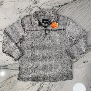 Boxercraft Sherpa Quarter Zip Fleece Large Gray Clemson Tigers Paw‎ Logo